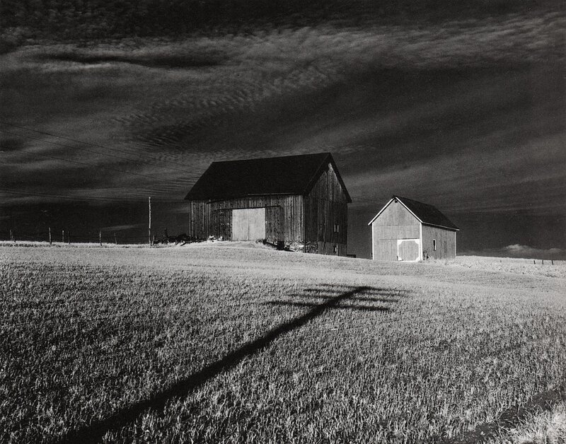 Barns on a Hill at Dusk