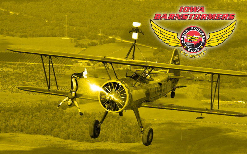 Barnstormer biplane in flight