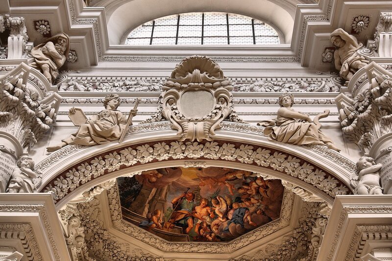 Baroque ceiling fresco and sculpture