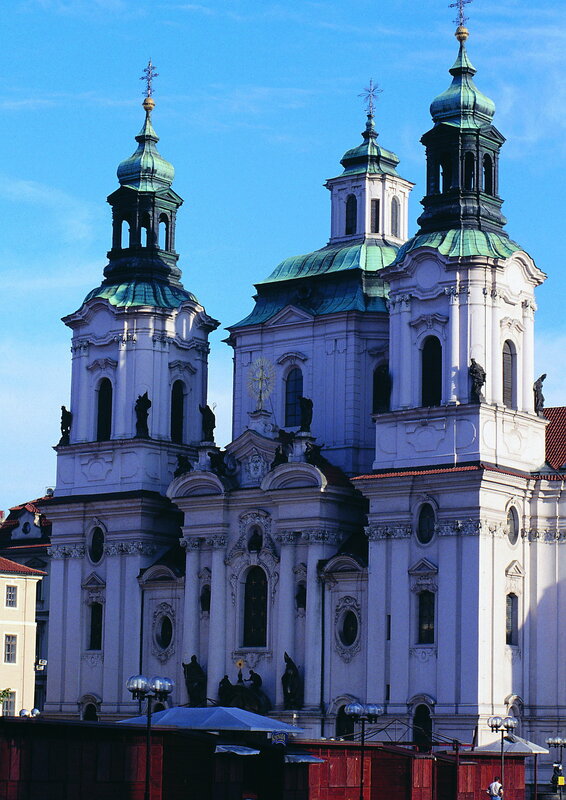 Baroque church with green domes