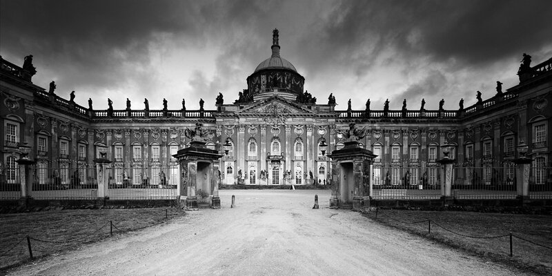 Baroque palace under stormy sky