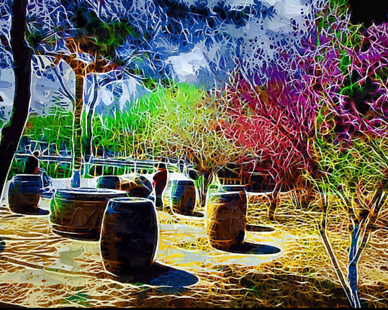 Barrels in Garden
