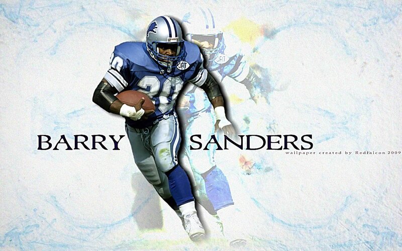 Barry Sanders Running with Football