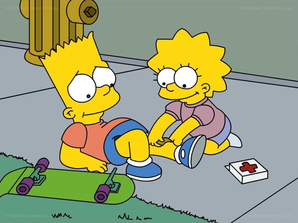 Bart and Lisa on the sidewalk