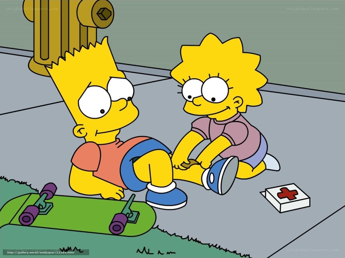 Bart and Lisa on the sidewalk