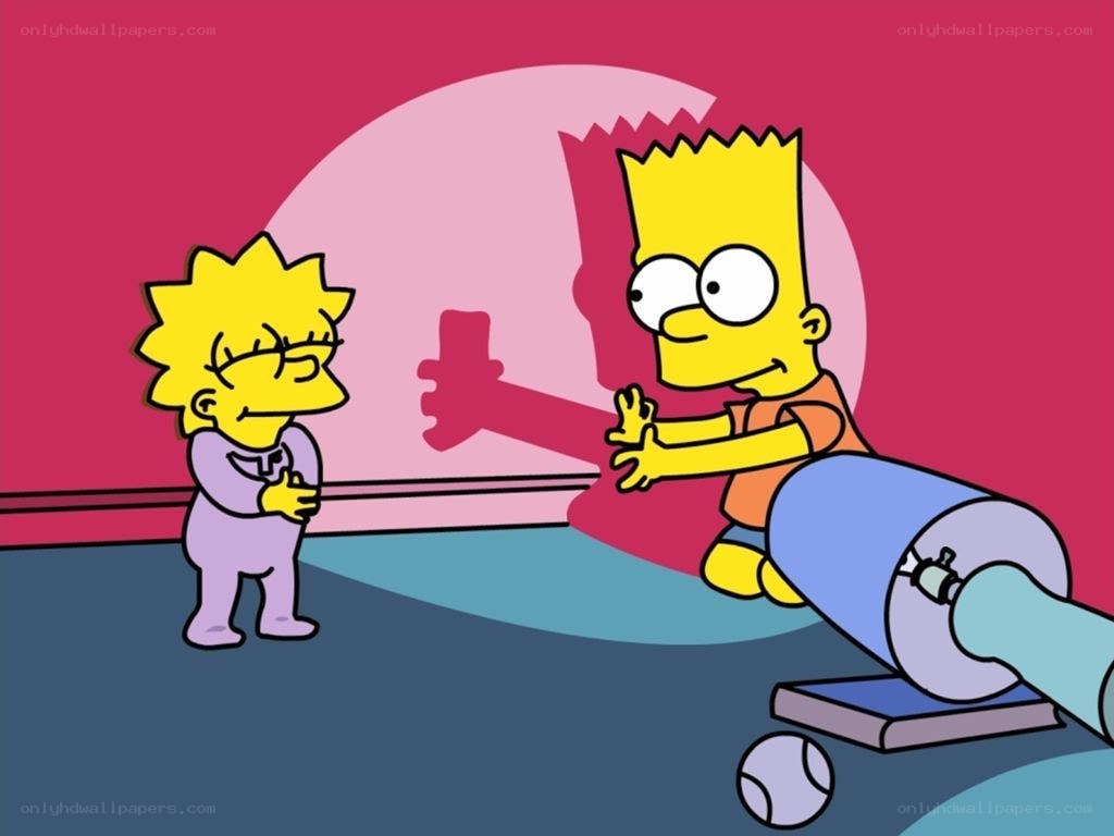 Bart and Lisa playing with a cannon