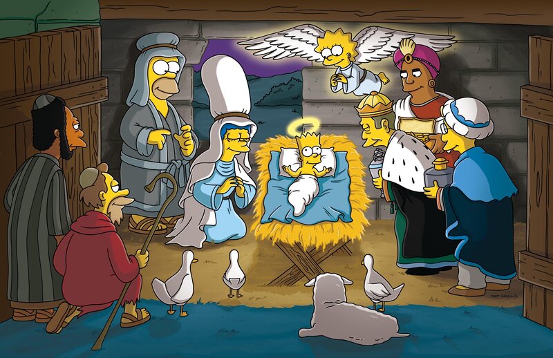 Bart Simpson in Manger — Yellow, Peaceful