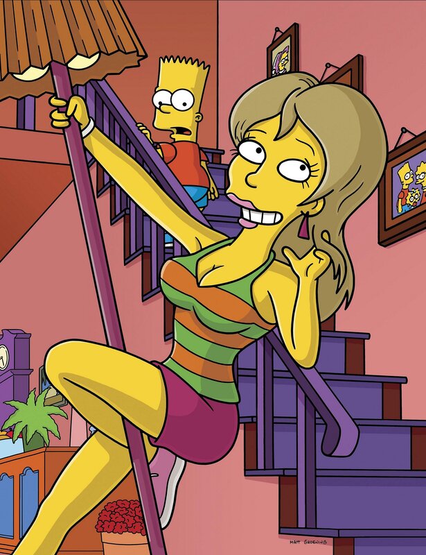 Bart watches woman on stairs