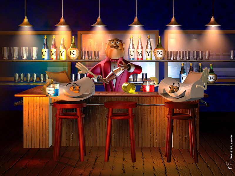 Bartender serving drinks