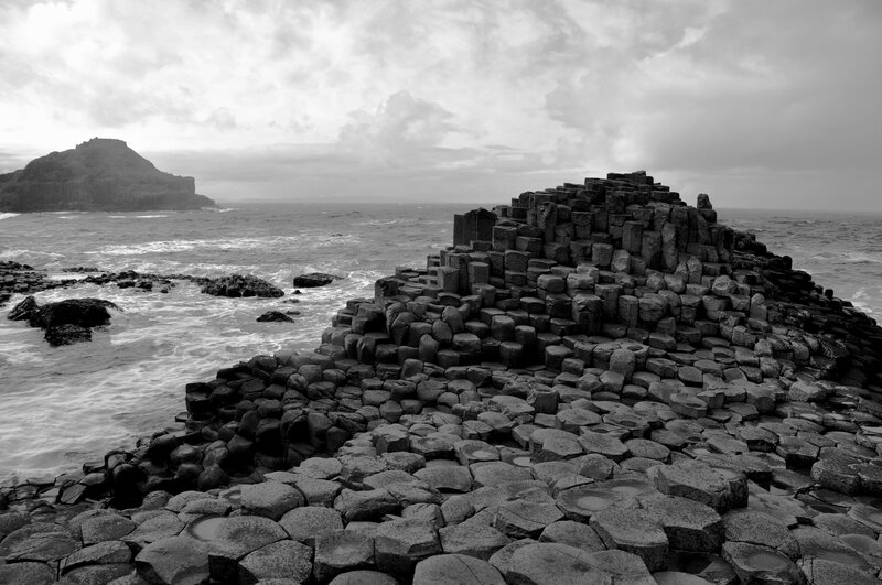 Basalt Columns at Coastline — Black