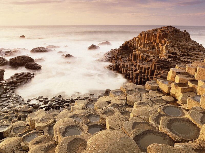 Basalt Columns at Coastline — Brown, Serene