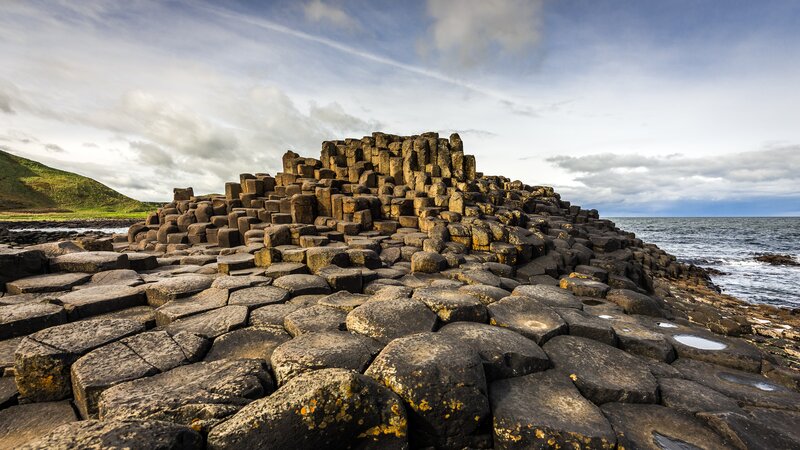 Basalt Columns at Coastline — Gray, Dramatic, Afternoon, Photograph