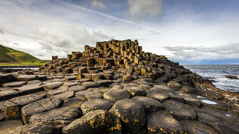 Basalt Columns at Coastline — Gray, Dramatic, Afternoon