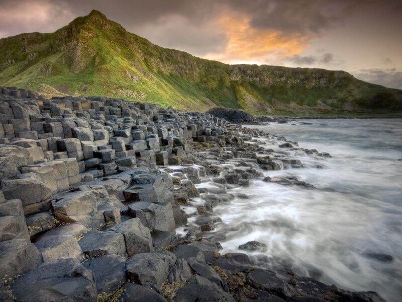 Basalt Columns at Coastline — Green