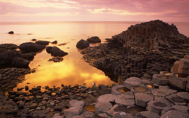 Basalt Columns at Coastline — Orange