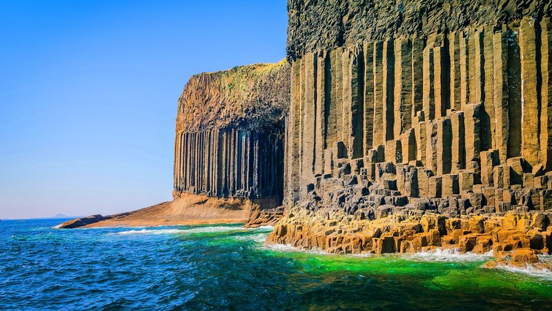 Basalt Columns at Sea — Blue, Dramatic, Afternoon