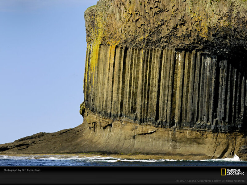 Basalt columns at sea