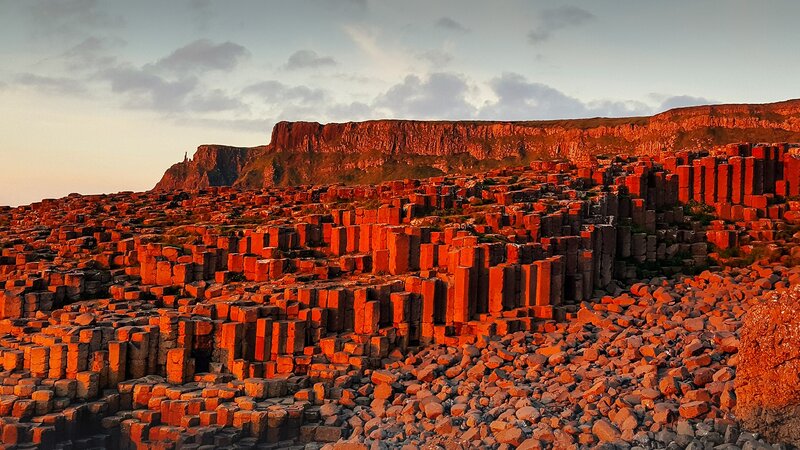 Basalt Columns at Sunset — Orange