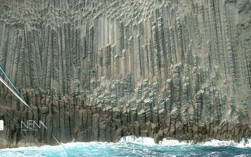 Basalt columns at the coast