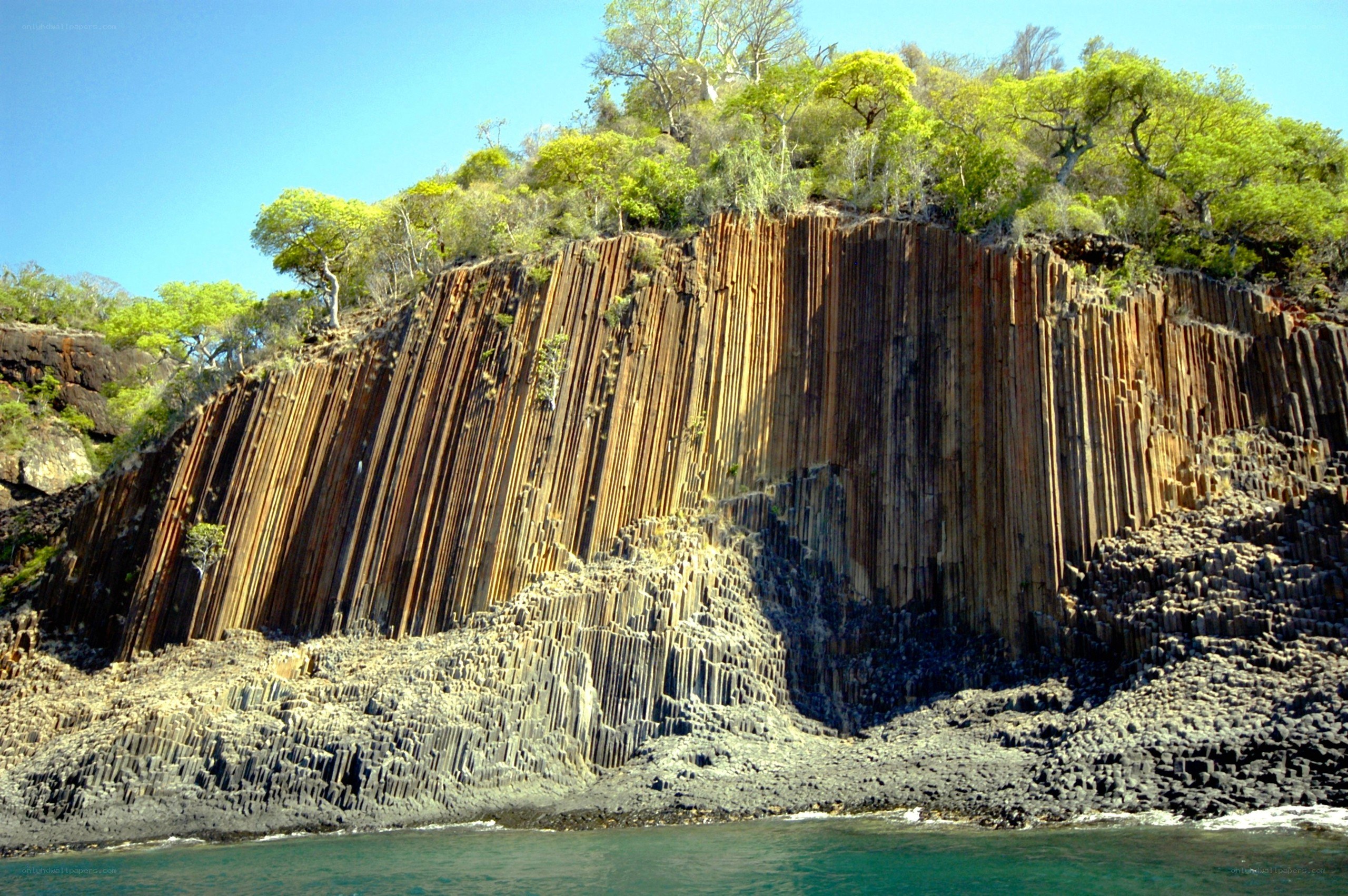Basalt columns at the coast