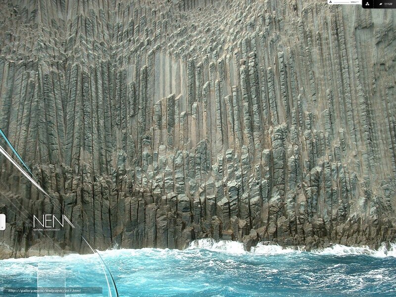Basalt columns by the sea