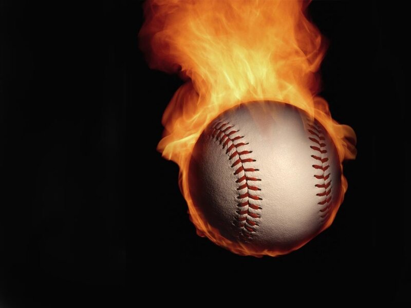 baseball ball on fire