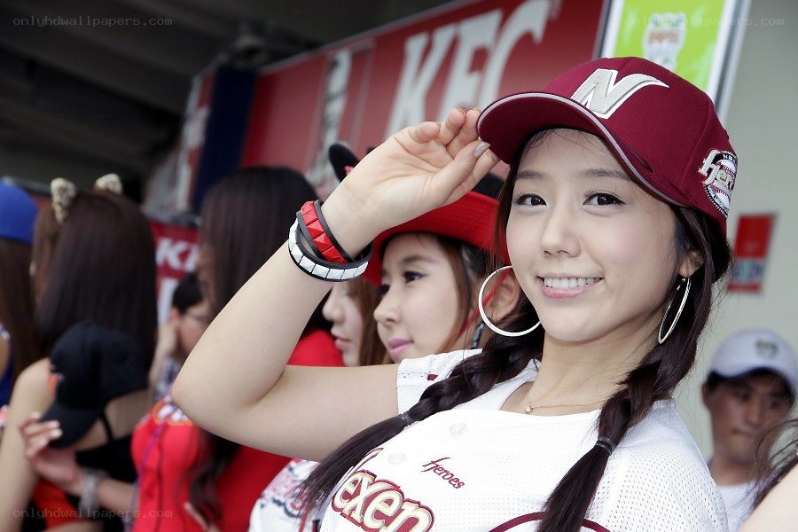 Baseball cheerleader at game