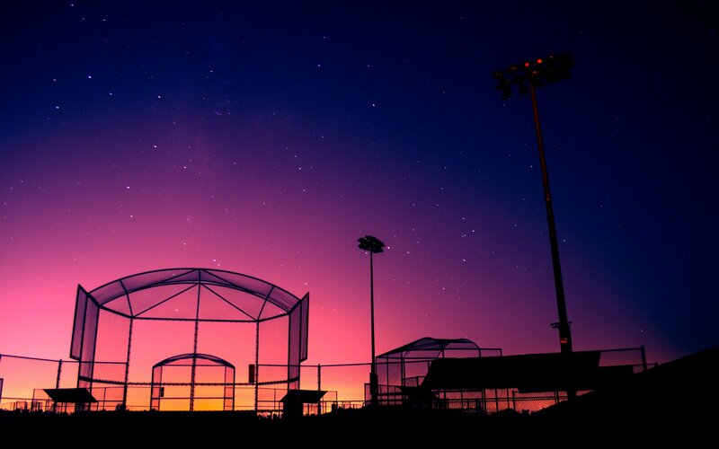 Baseball Field at Dusk — Purple, Serene