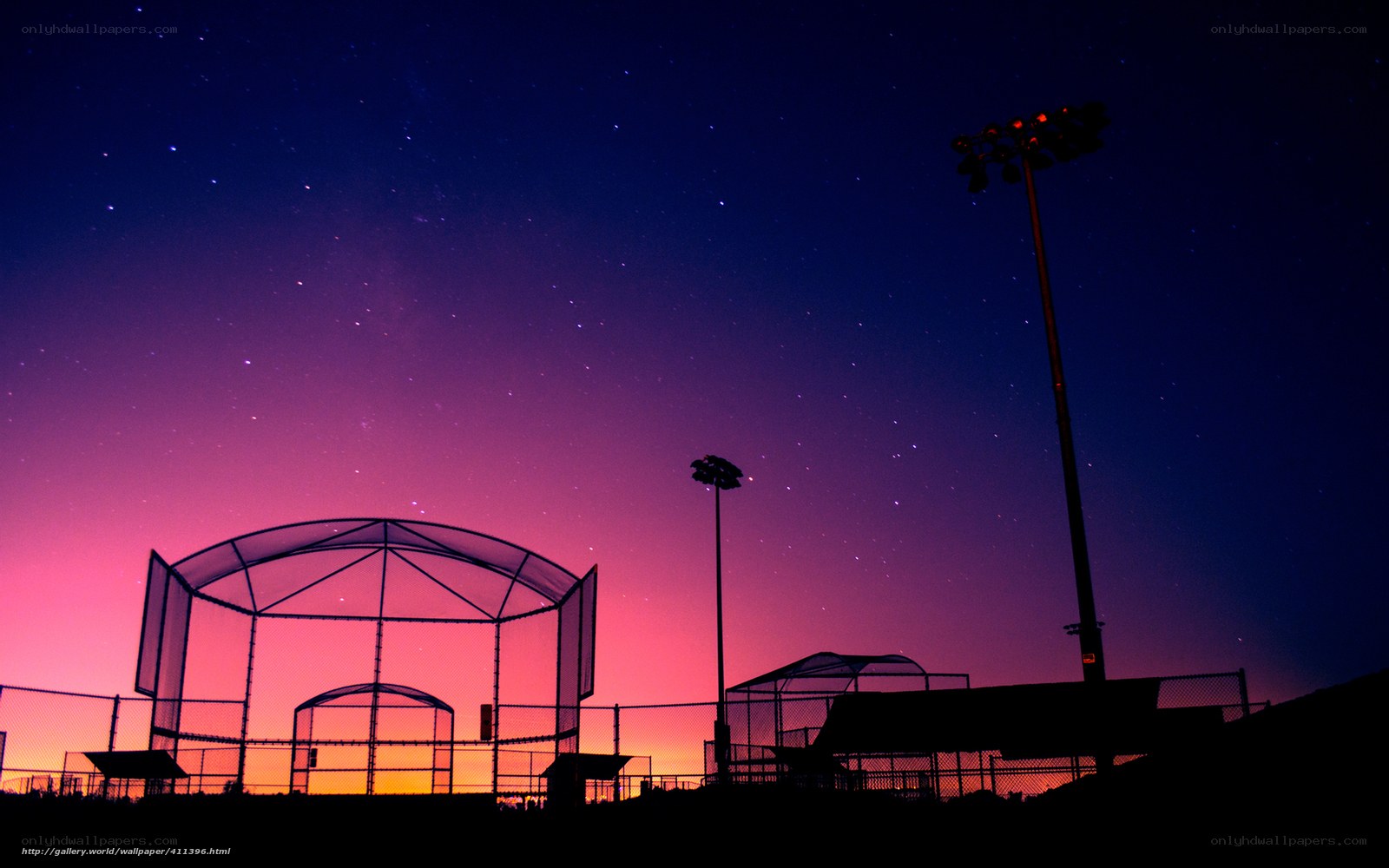 Baseball field at twilight
