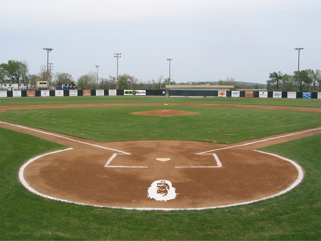 Baseball field with logo