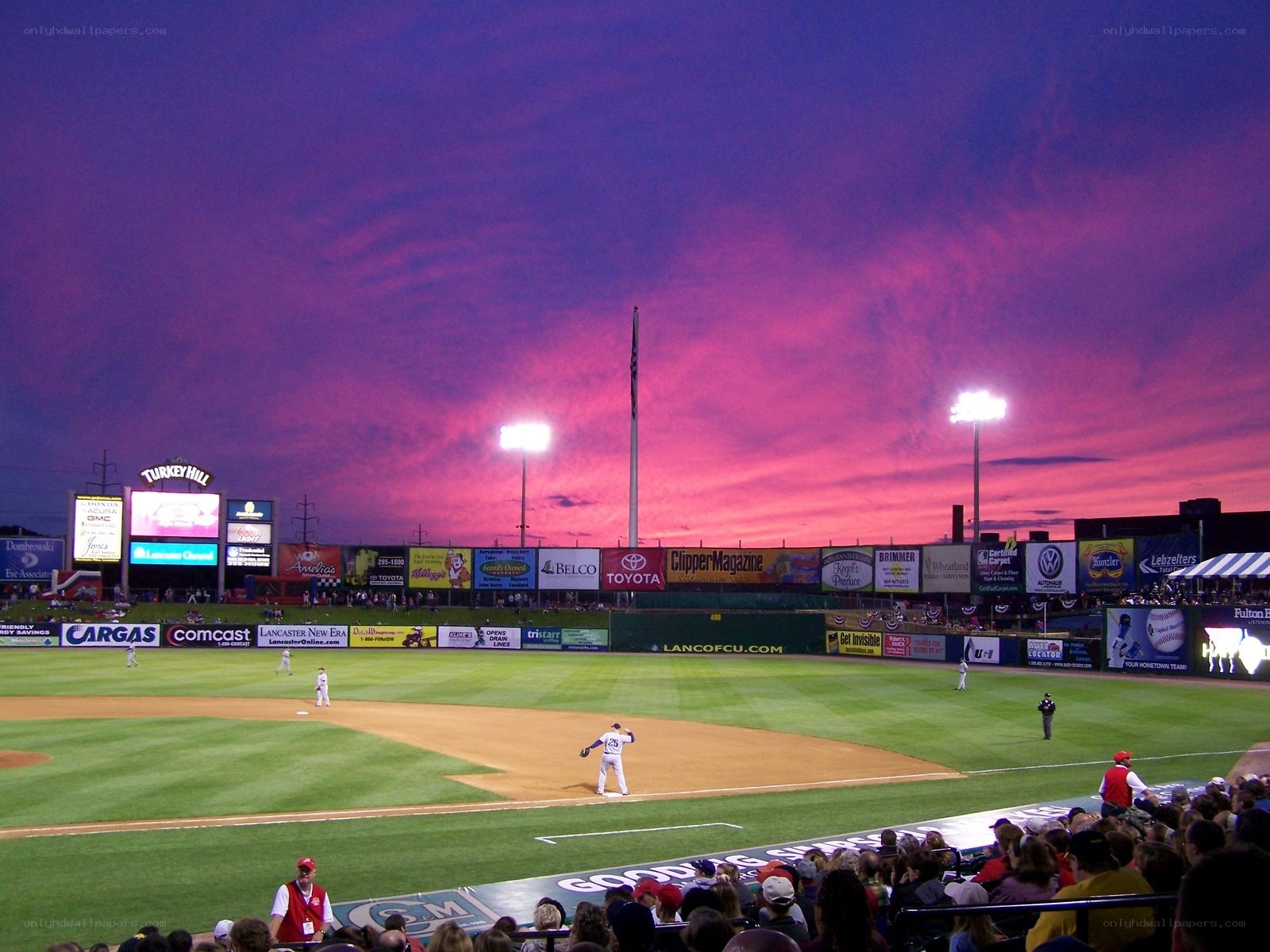 Baseball game at dusk