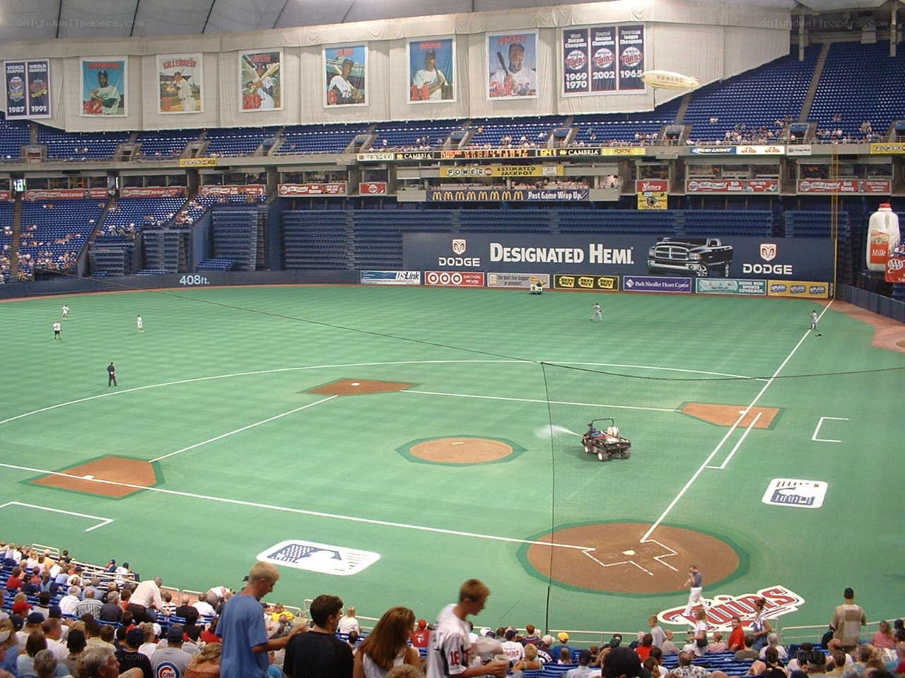 baseball game at indoor stadium