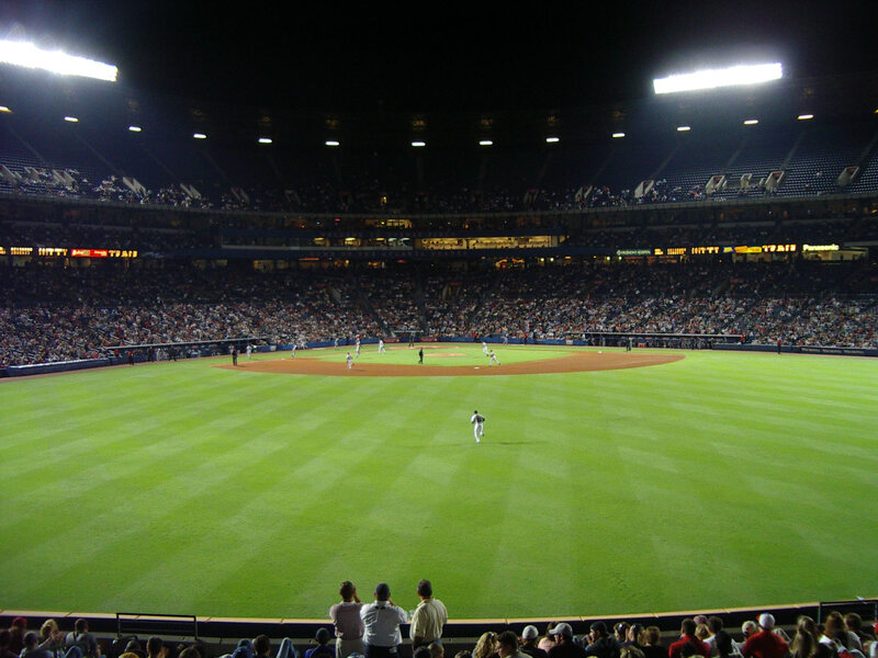 Baseball game at night