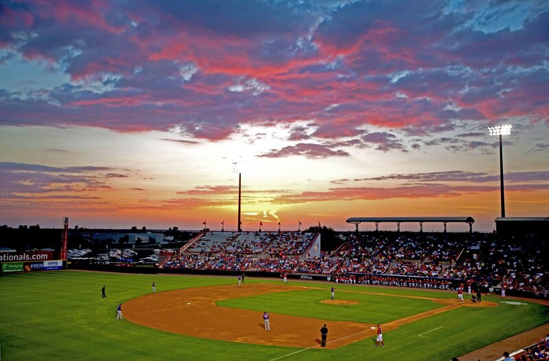 Baseball Game at Sunset — Orange