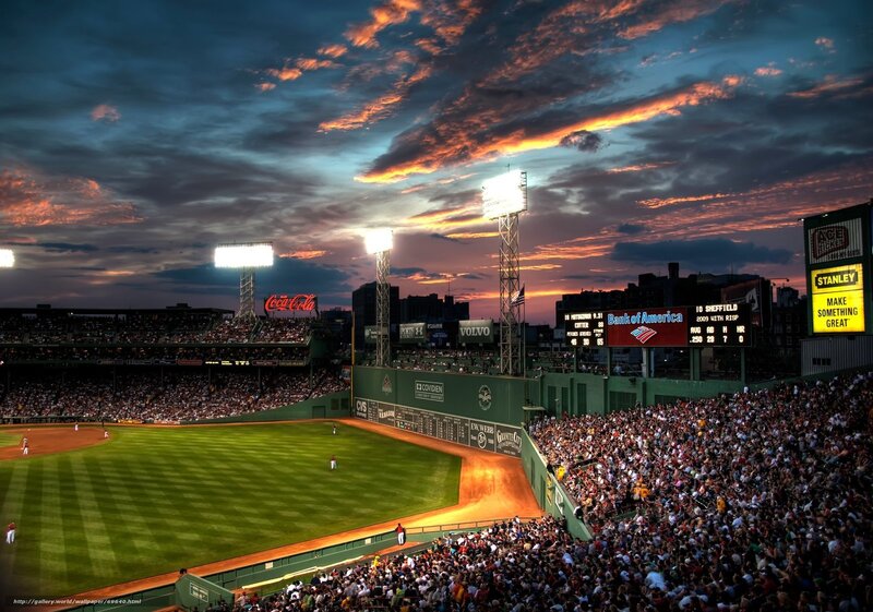 Baseball game at sunset