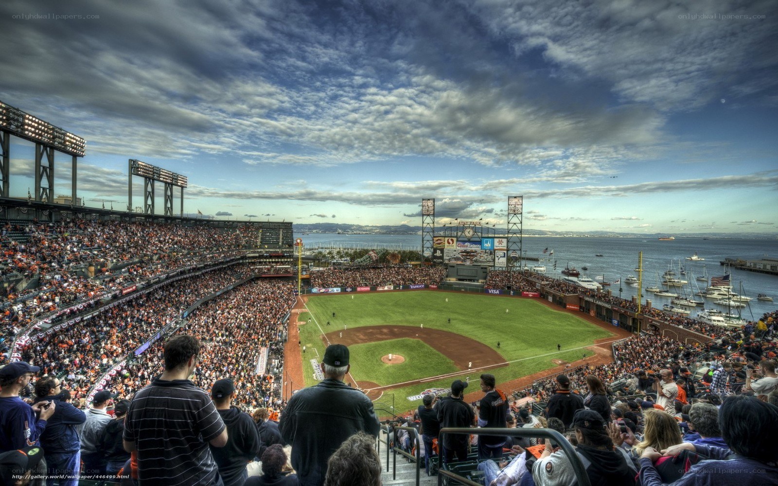 Baseball game at waterfront stadium