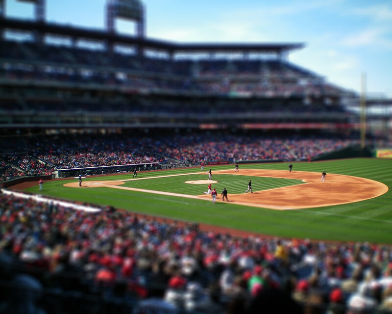 Baseball game in stadium