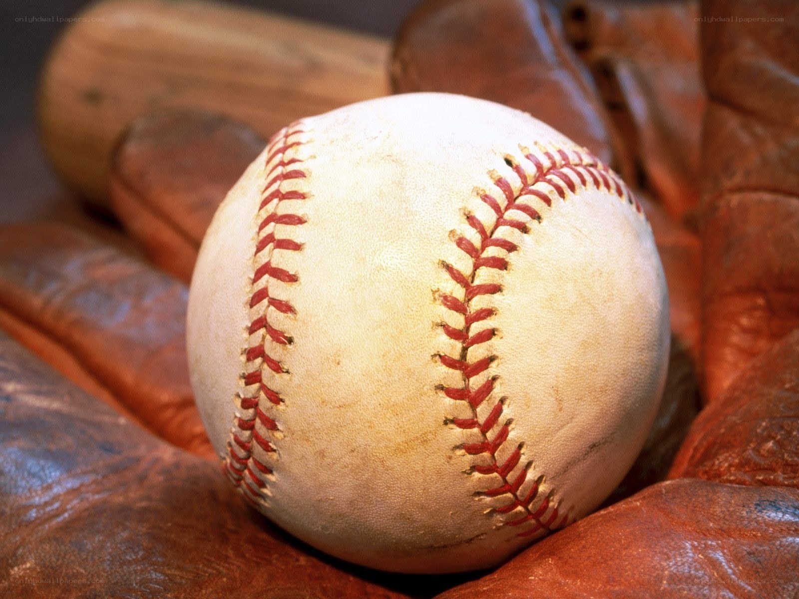 Baseball in a leather glove