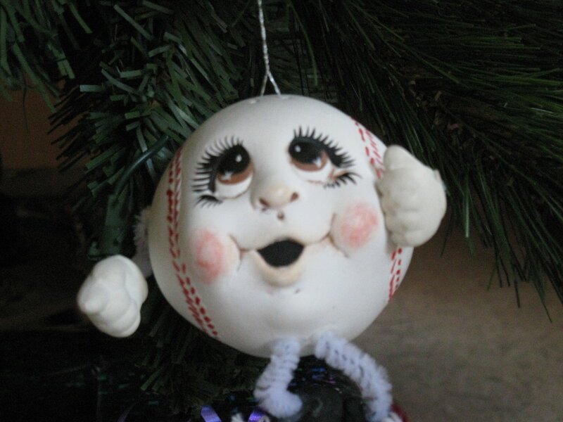 baseball ornament on tree