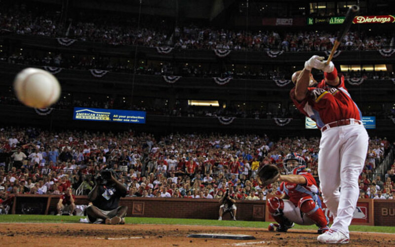 Baseball player hitting a home run