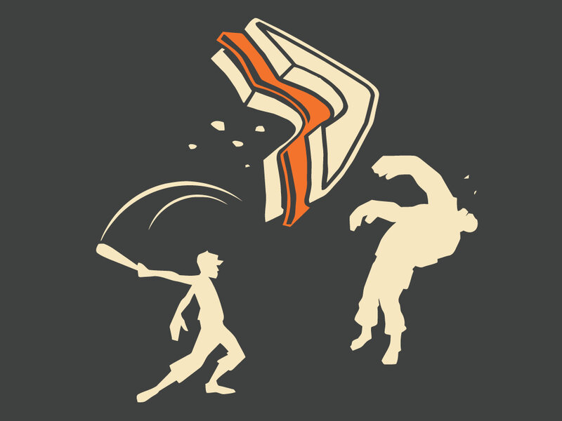Baseball player hitting a target
