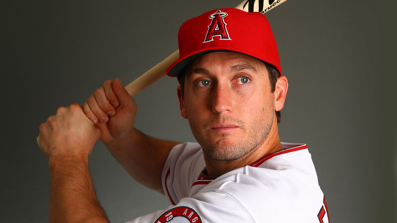 Baseball Player Holding Bat — Red