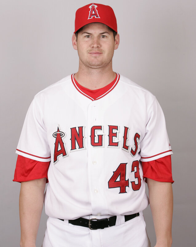 baseball player in angels uniform