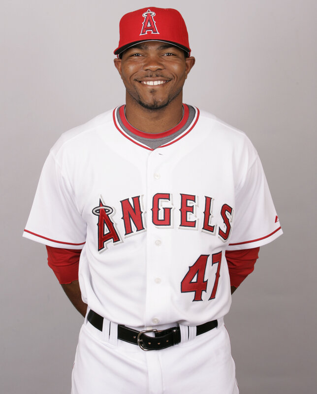Baseball player in Angels uniform