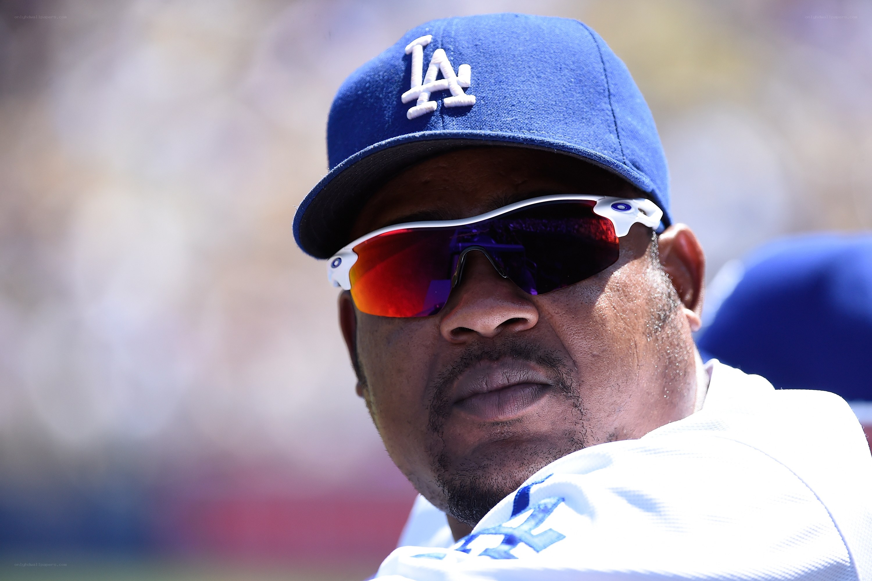 baseball player in Dodgers gear