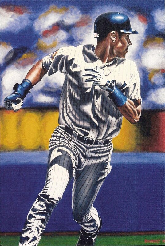 Baseball Player Running — Blue