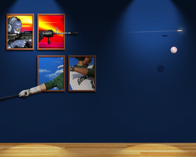 Baseball Player Swinging Bat — Blue, Dramatic