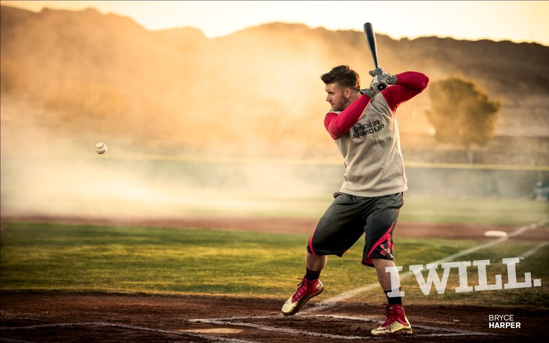 Baseball Player Swinging Bat — Green, Dramatic