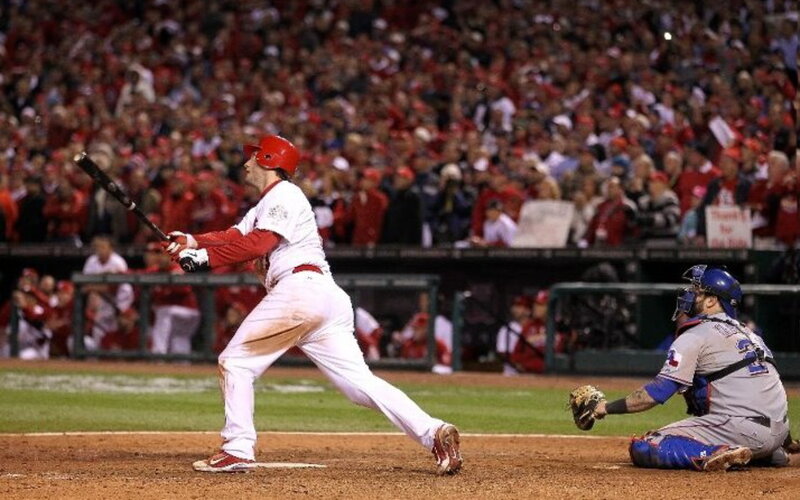 Baseball Player Swinging Bat — Red
