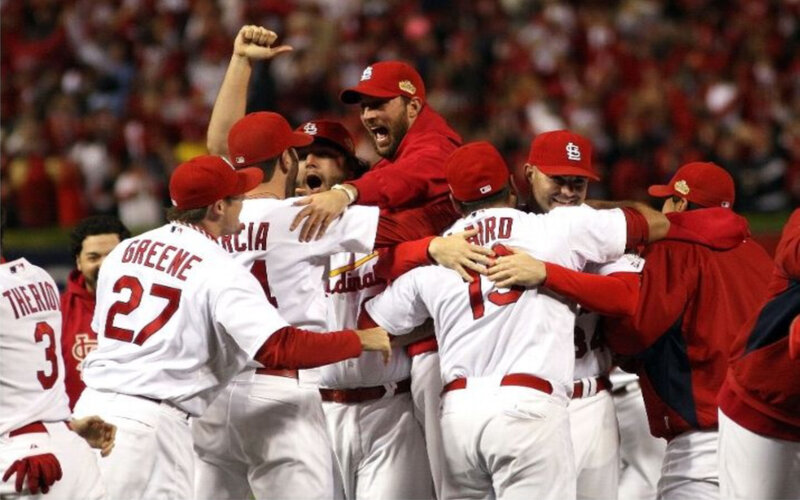 Baseball Players Celebrating — Red